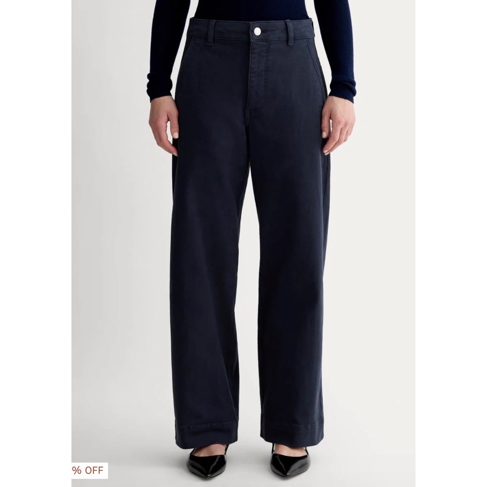 Everlane Womens The Utility Wide-Leg Pant Navy Blue High Rise Size 14